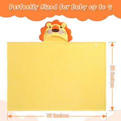 WODHOY yellow lion hood towel, playful design keeps kids warm.