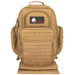 Wolf Tactical diaper bag front view showing organized pockets for busy dads.