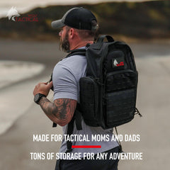 Wolf Tactical diaper bag interior organizers keep diapers, wipes, and gear sorted.