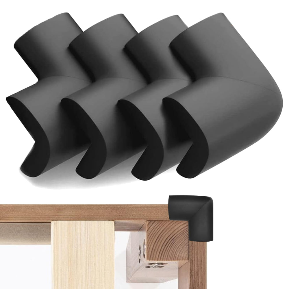 Wome bed-frame corner protector black 4-pack on corner edge for safer furniture