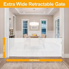 WOMHOM 33-inch tall baby gate shown in full height for safe stair and doorway flow and easy supervision.