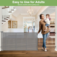 WOMHOM baseboard-fit gate installed along baseboard for a tighter seal.