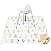 WOMUMON 51inch splat mat under high chair provides full coverage to protect floors.