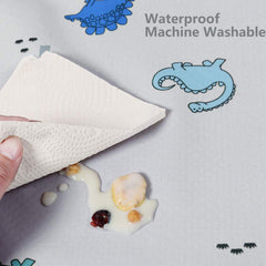 WOMUMON 51x51-inch baby splat mat provides full coverage at mealtime