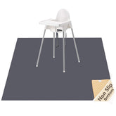 WOMUMON Splat Mat under high chair showing waterproof surface for easy cleanup