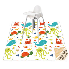 WOMUMON splat mat under highchair Seaworld protects floors from spills