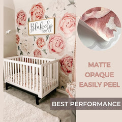 Wonder Space jumbo peony wall decals leaf detail highlights botanical texture for calming decor