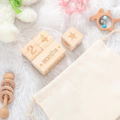 Wonderjune Boho Blocks drawstring bag keeping blocks organized and portable.