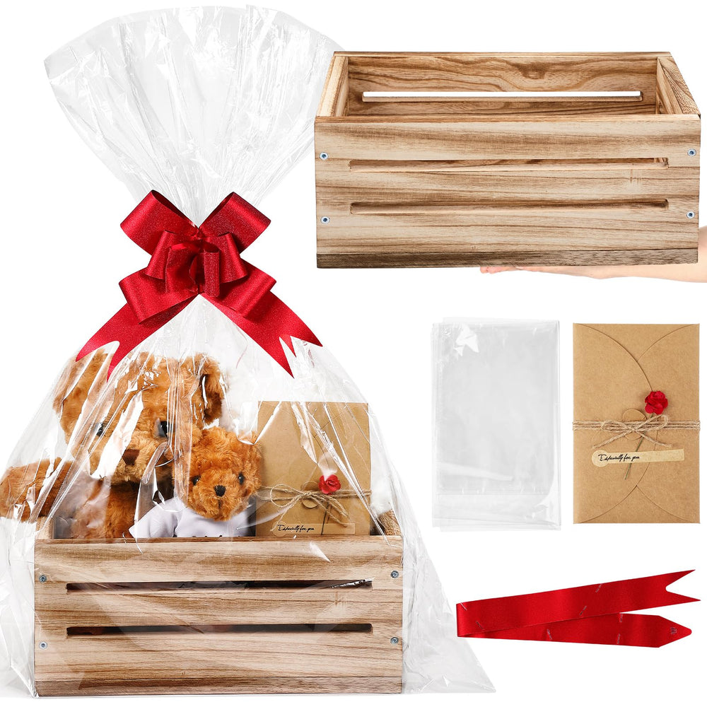 Wonderjune wooden Christmas basket setup in natural finish for gifting ideas