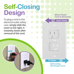 Wonderkid standard-size outlet cover white in-use view highlights quick access and protection