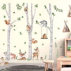 Wondever birch-tree-forest-deer wall stickers create calming forest accents.
