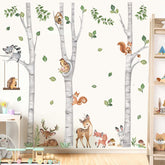 Wondever birch-tree-forest-owl wall stickers brighten nursery with woodland charm.