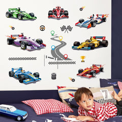 Wondever racing car wall stickers car-hood design adds dynamic wall flair for playrooms