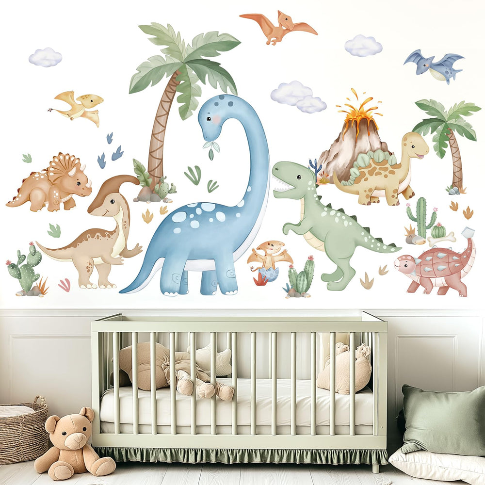 Wondever dinosaur wall stickers watercolor dino brighten nursery with playful dinosaur scene.