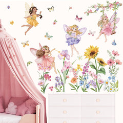 Wondever Fairy Flower wall stickers wildflowers close-up highlights detailed design for nursery decor