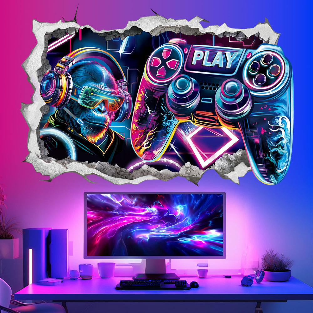 Wondever large game wall stickers featuring a gamer controller to elevate a boy's bedroom decor.