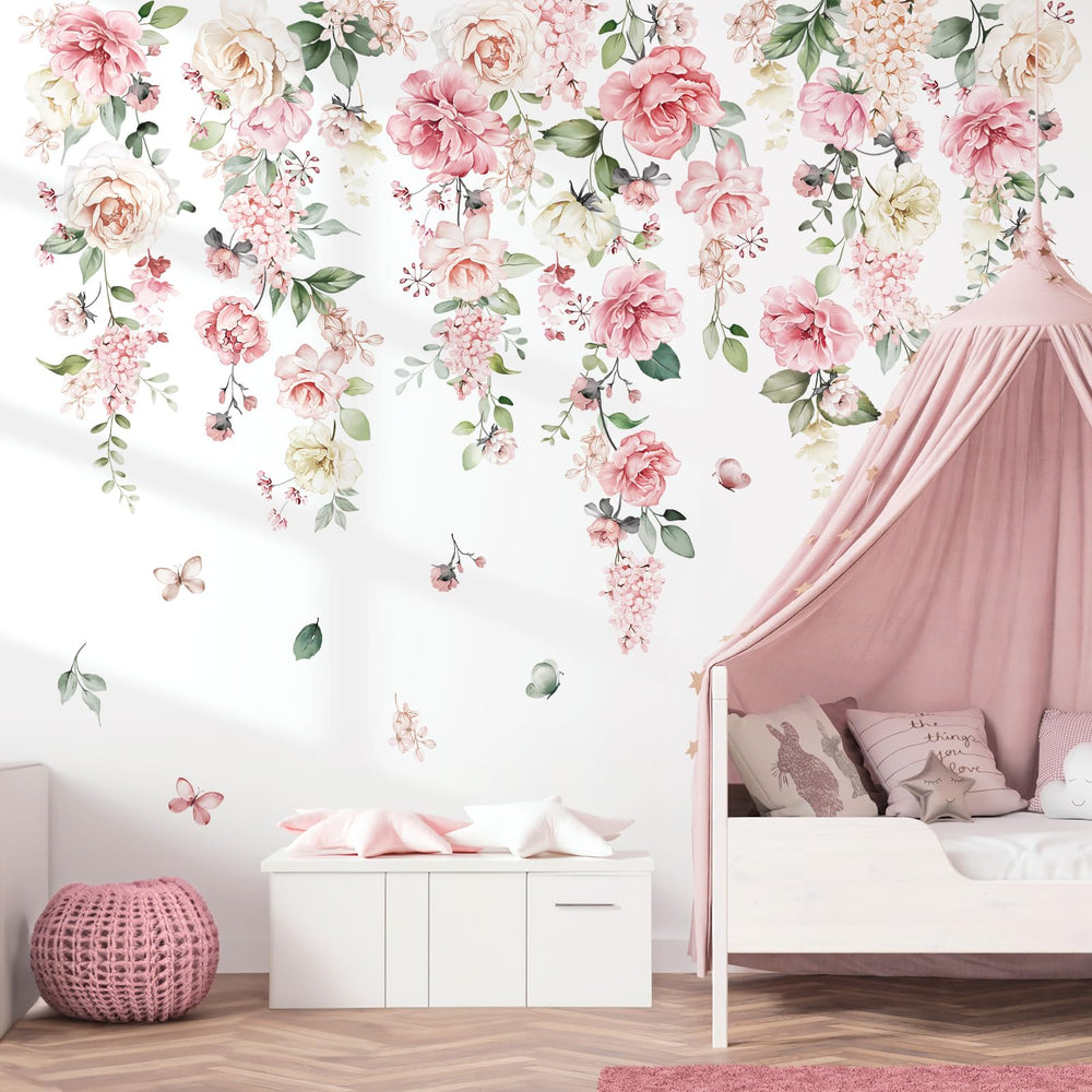wondever large pink flowers wall stickers brighten nurseries and kids' rooms with removable decor.