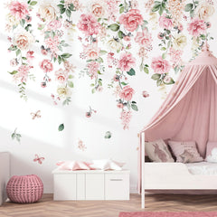 wondever large pink flowers wall stickers brighten nurseries and kids' rooms with removable decor.