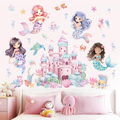 wondever mermaid castle wall sticker adds magical seaside charm for girls' rooms