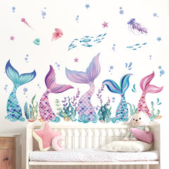 wondever mermaid tail wall sticker with seaweed for kids room