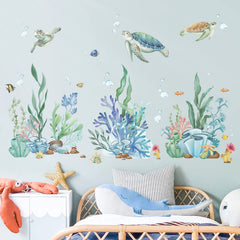 wondever Ocean Seaweed wall stickers in nursery decor with gentle marine friends