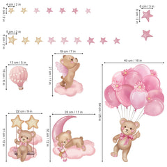 wondever pink balloon bear scene is easy to apply with no residue
