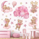 wondever pink balloon bear wall sticker adds a cute focal point to the nursery