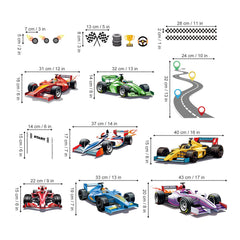 Wondever racing car wall stickers shown in a play area setup invite action-packed storytelling