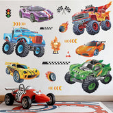 Wondever racing car wall sticker in action boosts playroom energy and imagination