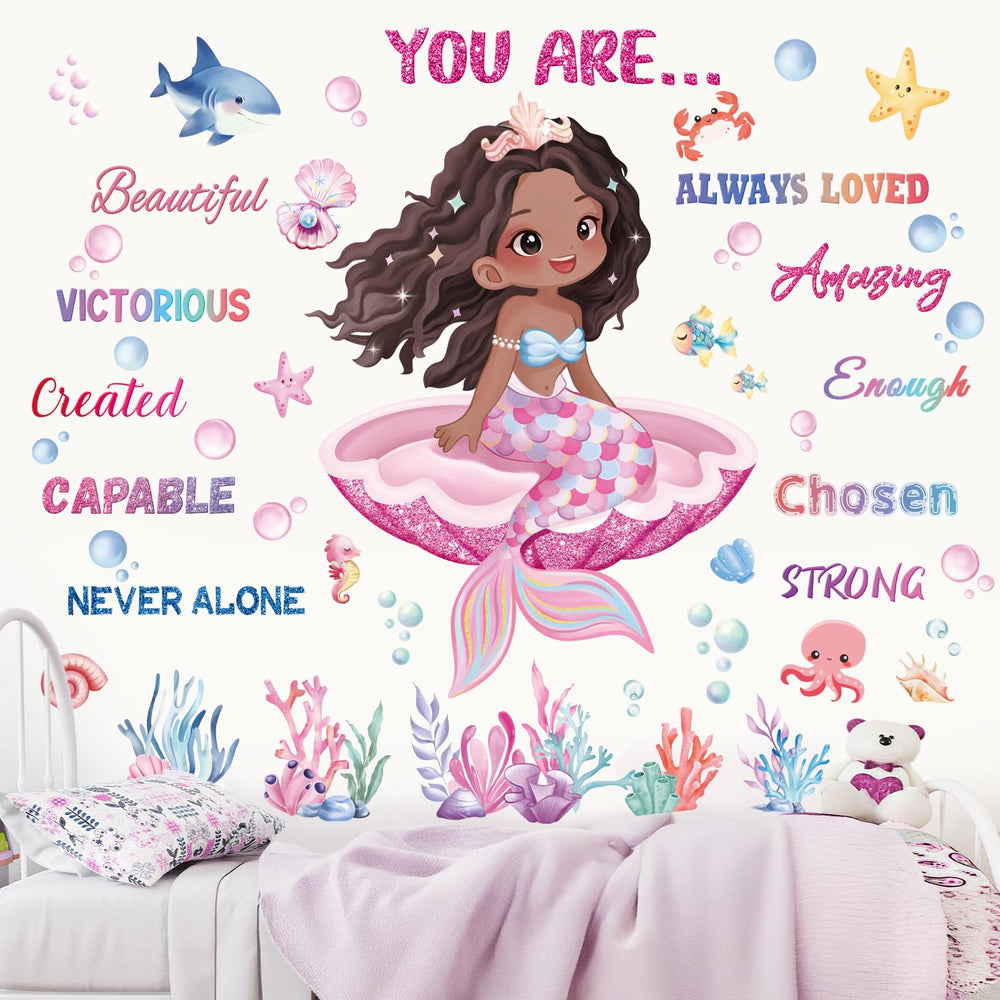 Wondever Under The Sea mermaid wall stickers brighten walls with playful sea life decor