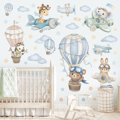 Wondever watercolor balloon animals nursery decor is kid-friendly and easy to reposition
