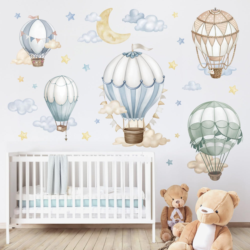Wondever watercolor hot air balloon wall stickers for a calming nursery mood