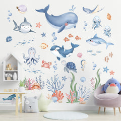 wondever whale sharks and sea turtles wall art adds educational charm to kids' bedrooms.