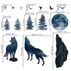 Wondever Wolf and Moon wall stickers ideal for bedrooms and kids' rooms