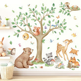 Wondever woodland bear wall sticker on tree creates playful nursery decor