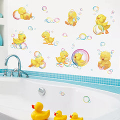 wondever yellow ducks wall stickers pack ideal for kid-friendly bathroom decor
