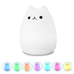 WoneNice Kitty Night Light front view with soft glow for bedtime comfort