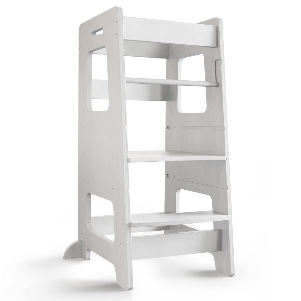 WOOD CITY Kitchen Stool main view highlights sturdy wood and safety features for independence.