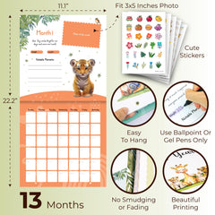 Woodamore Baby Calendar inside pages organize milestones for easy memory keeping.
