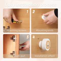 WOODEN TEETHER lion knob adds color to kids' dressers