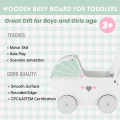 WOODENFUN wooden baby push walker on floor with rubber edges protecting floors