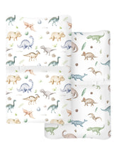 Woodiville Dino Pals cover flatlay highlights 32×16 size compatibility and smooth knit