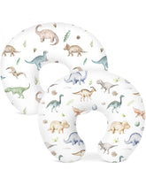 Woodiville Dino Pals nursing pillow cover in soft-knit fabric for gentle feeding sessions
