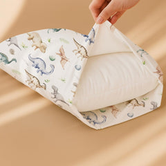 Woodiville Dino Pals stretchy fabric allows comfortable fit for active toddlers' sleep.