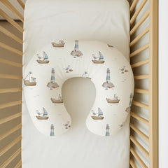 Woodiville Nursing Pillow Cover Sailing Waves elastic edge fit ensures secure pillow.