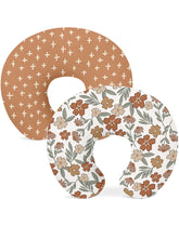 Woodiville nursing pillow covers 2-pack closeup shows soft-knit fabric for baby comfort.