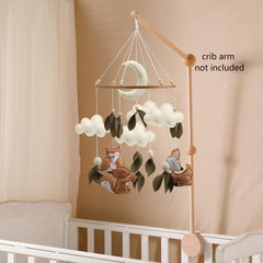 Woodland Animals Baby Mobile squirrel-figures spark visual interest in nursery.