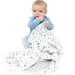 Woolino baby blanket stars closeup shows luxurious merino wool warmth