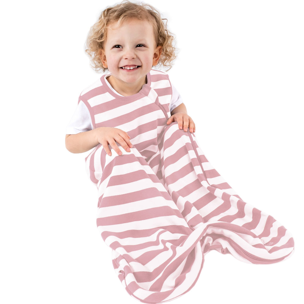 Woolino Ecolino organic cotton sleep sack blush closeup shows ultra-soft fabric for sensitive skin