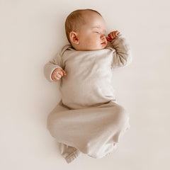 Woolino Infant Nightgown envelope-neck closeup for easy dressing.